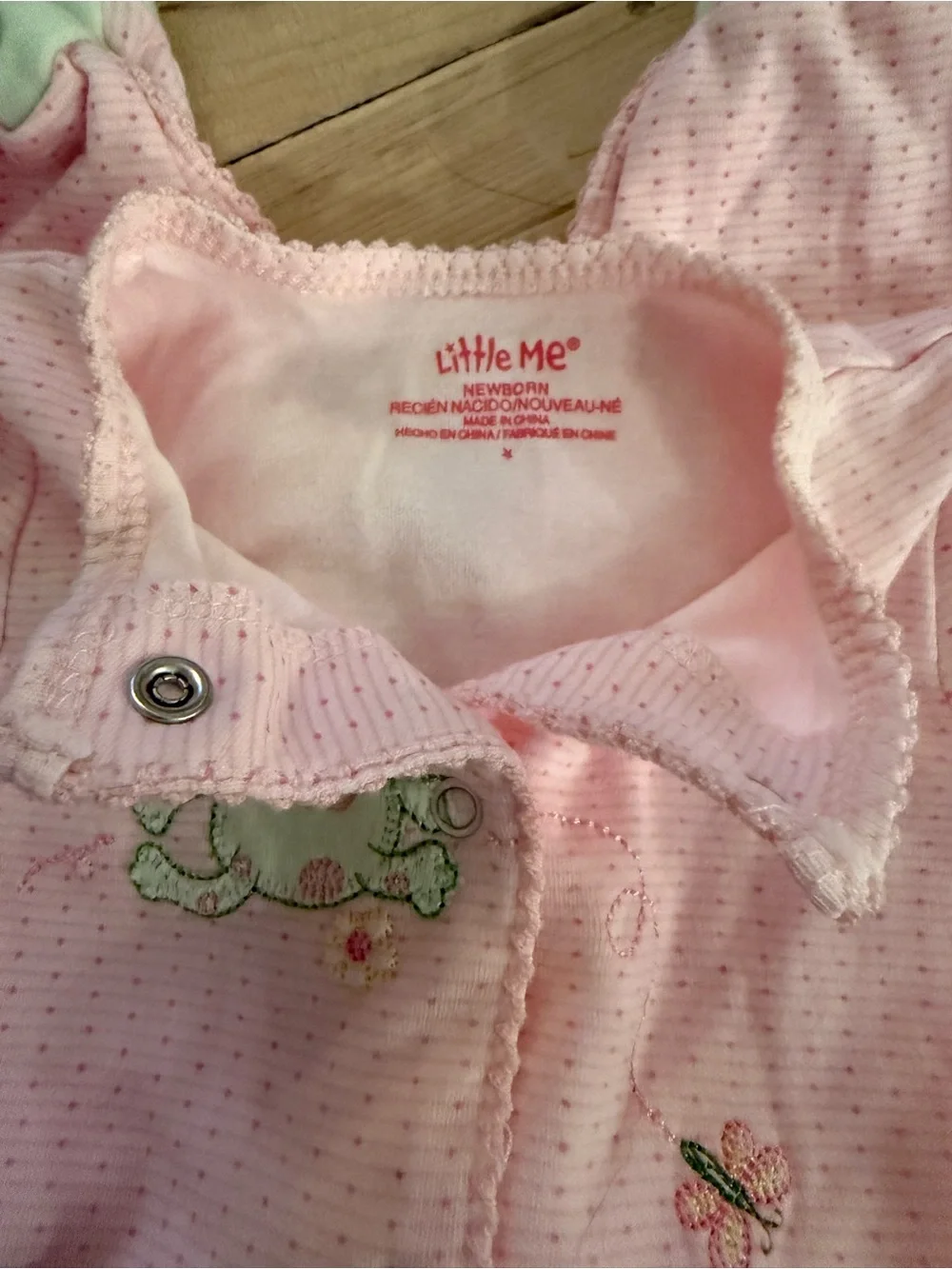 NWOT Little Me Pink Frog Appliqué One-Piece Footie